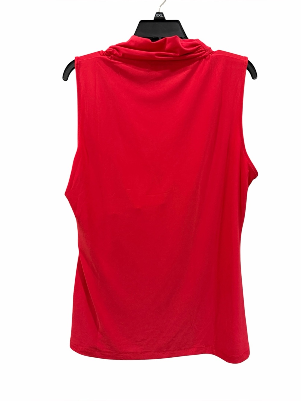 DKNY Sleeveless Surplice Faux Wrap Stretch V-Neck Draped Knit Top Red XL NEW - Picture 4 of 11